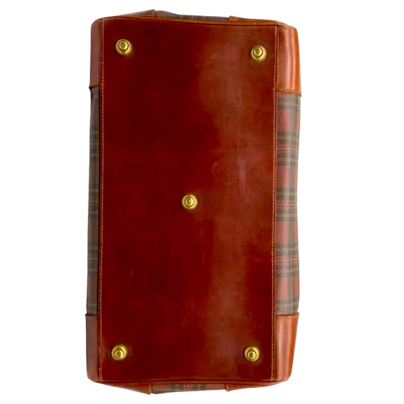 RALPH LAUREN Tartan Plaid Brown Green Doctors Bag Boston Weekend Travel Suitcase - Picture 7 of 17